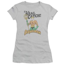 Aquaman Juniors Shirt Real Catch Silver T-Shirt