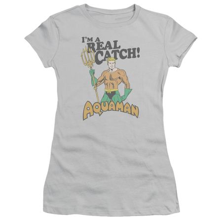Aquaman Juniors Shirt Real Catch Silver T-Shirt