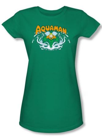 Aquaman Juniors T-shirt - Aquaman Splash Kelly Green