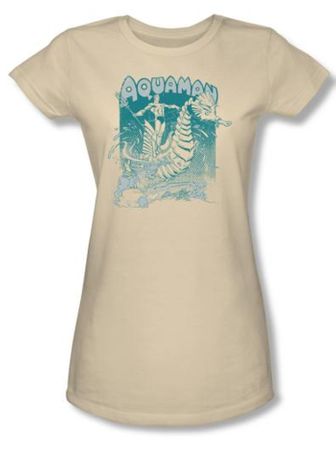 Aquaman Juniors T-shirt - Catch A Wave DC Comics Cream