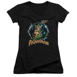 Aquaman Juniors V Neck Shirt Ruler Of The Seas Black T-Shirt