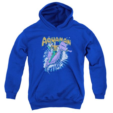 Aquaman Kids Hoodie Ride Free Royal Blue Youth Hoody