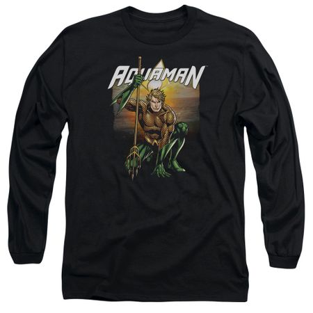 Aquaman Long Sleeve Shirt Beach Sunset Black Tee T-Shirt