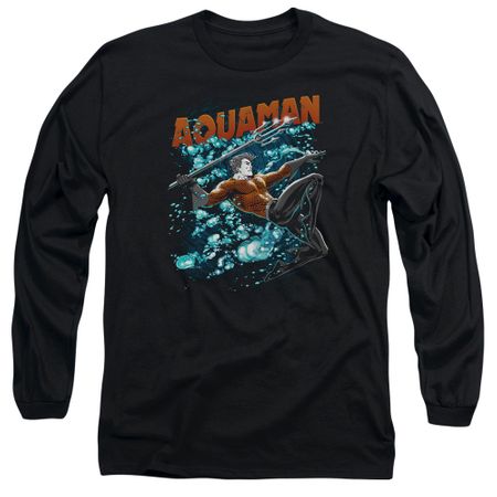 Aquaman Long Sleeve Shirt Bubbles Black Tee T-Shirt