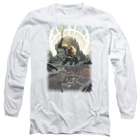 Aquaman Long Sleeve Shirt Reflection White Tee T-Shirt