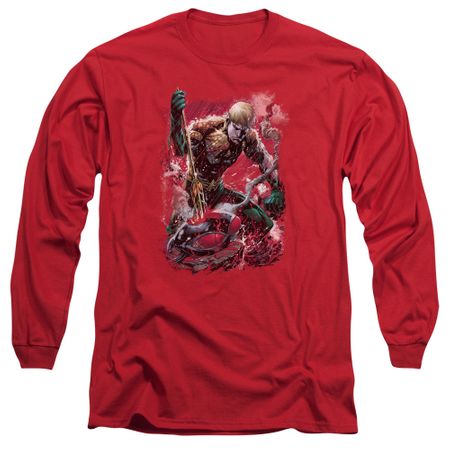Aquaman Long Sleeve Shirt Stabbed Red Tee T-Shirt