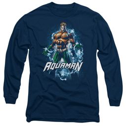 Aquaman Long Sleeve Shirt Water Powers Navy Tee T-Shirt