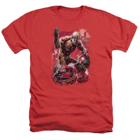 Aquaman Shirt Stabbed Heather Red T-Shirt