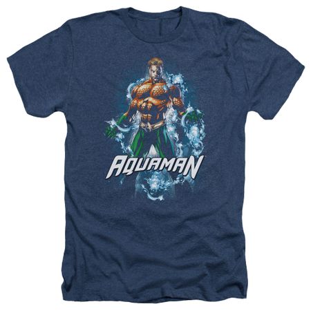 Aquaman Shirt Water Powers Heather Navy T-Shirt