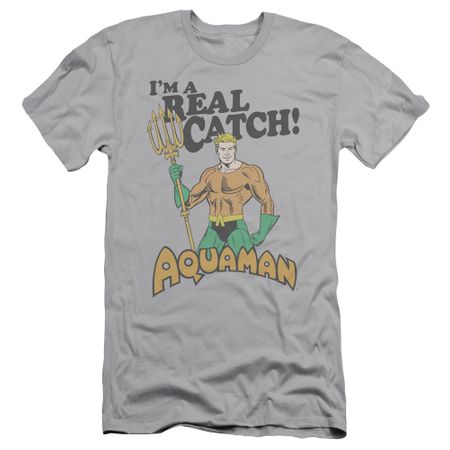 Aquaman Slim Fit Shirt Real Catch Silver T-Shirt