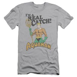 Aquaman Slim Fit Shirt Real Catch Silver T-Shirt