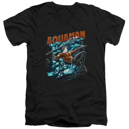 Aquaman Slim Fit V-Neck Shirt Bubbles Black T-Shirt