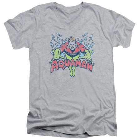 Aquaman Slim Fit V-Neck Shirt Splish Splash Athletic Heather T-Shirt