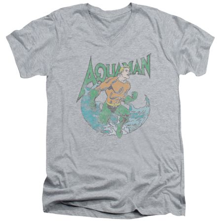 Aquaman Slim Fit V-Neck Shirt Wave Athletic Heather T-Shirt