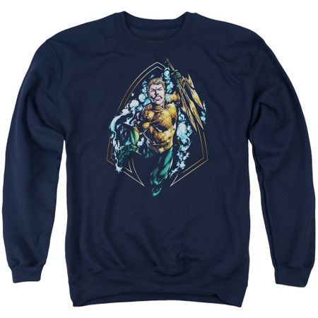Aquaman Sweatshirt Thrashing Adult Navy Sweat Shirt
