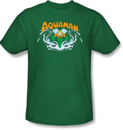 Aquaman T-shirt - Aquaman Splash Adult Kelly Green Tee