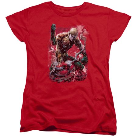 Aquaman Womens Shirt Stabbed Red T-Shirt