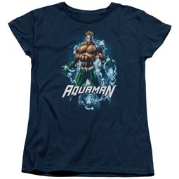 Aquaman Womens Shirt Water Powers Navy T-Shirt