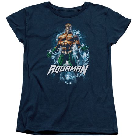 Aquaman Womens Shirt Water Powers Navy T-Shirt