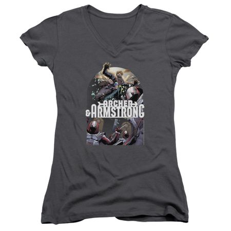 Archer & Armstrong Juniors V Neck Shirt Dropping In Charcoal T-Shirt