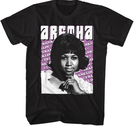 Aretha Franklin Repeated Name Men's T-shirt - Black
