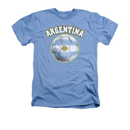 Argentina Soccer Futbol Shirt Adult Heather Light Blue Tee T-Shirt