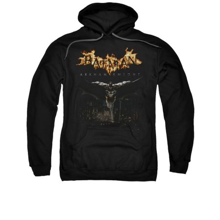 Arkham Knight Hoodie Flaming Logo Black Sweatshirt Hoody