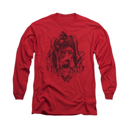 Arkham Knight Shirt Harley Diamond Long Sleeve Red Tee T-Shirt