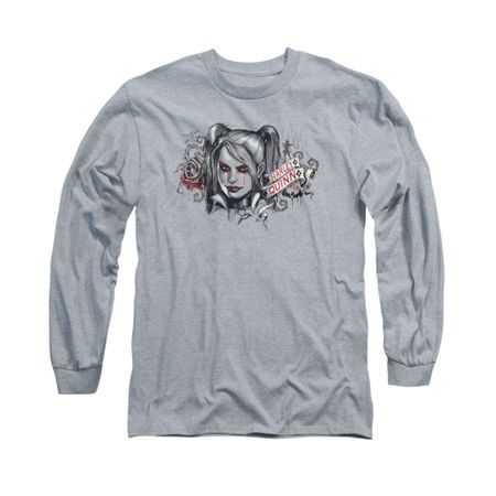 Arkham Knight Shirt Harley RIP Long Sleeve Athletic Heather Tee T-Shirt