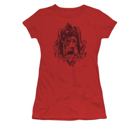 Arkham Knight Shirt Juniors Harley Diamond Red T-Shirt