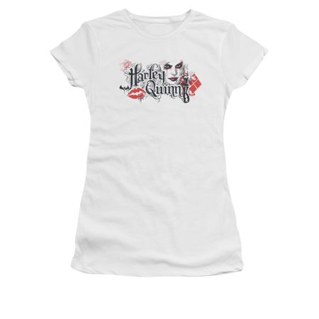 Arkham Knight Shirt Juniors Harley Lips White T-Shirt