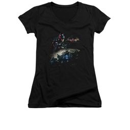 Arkham Knight Shirt Juniors V Neck Car Black T-Shirt