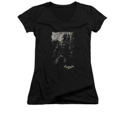 Arkham Knight Shirt Juniors V Neck Grey Photo Black T-Shirt Arkham Knight Shirt Juniors V Neck Grey Photo Black T-Shirt