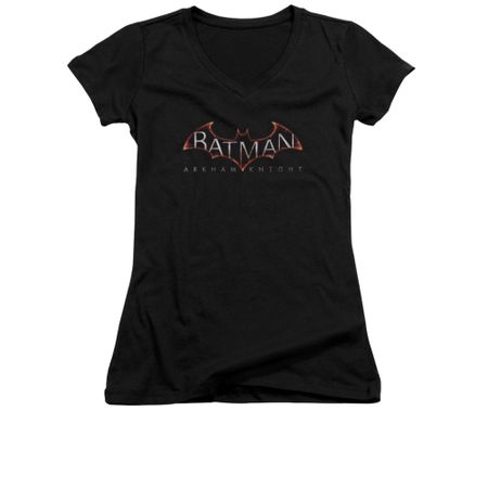 Arkham Knight Shirt Juniors V Neck Logo Black T-Shirt