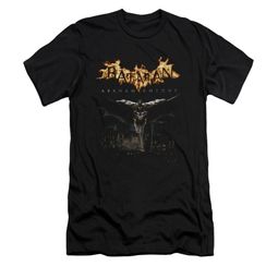 Arkham Knight Shirt Slim Fit Flaming Logo Black T-Shirt