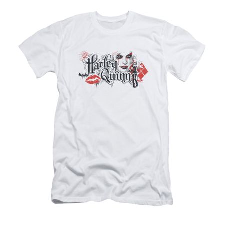Arkham Knight Shirt Slim Fit Harley Lips White T-Shirt