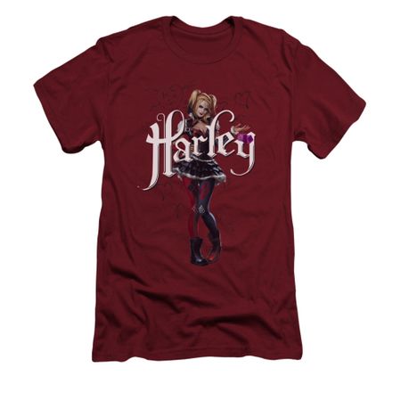 Arkham Knight Shirt Slim Fit Harley Pose Cardinal T-Shirt