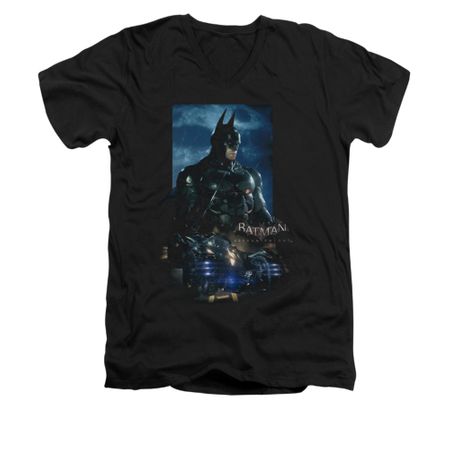 Arkham Knight Shirt Slim Fit V-Neck Batmobile Black T-Shirt