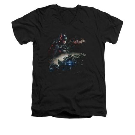 Arkham Knight Shirt Slim Fit V-Neck Car Black T-Shirt