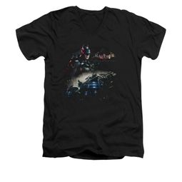 Arkham Knight Shirt Slim Fit V-Neck Car Black T-Shirt