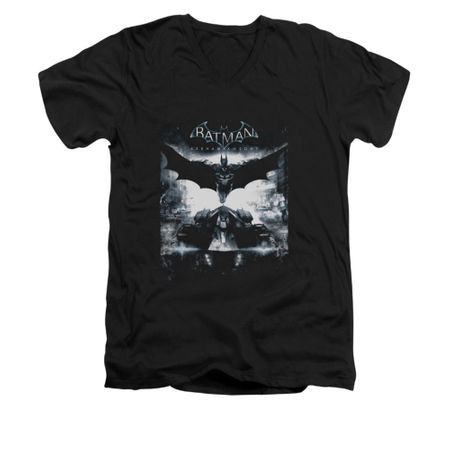 Arkham Knight Shirt Slim Fit V-Neck Flying Black T-Shirt