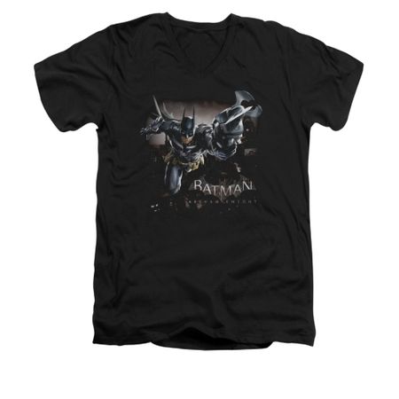Arkham Knight Shirt Slim Fit V-Neck Grapple Gun Logo Black T-Shirt