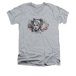 Arkham Knight Shirt Slim Fit V-Neck Harley RIP Athletic Heather T-Shirt Arkham Knight Shirt Slim Fit V-Neck Harley RIP Athletic Heather T-Shirt