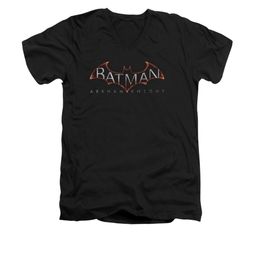 Arkham Knight Shirt Slim Fit V-Neck Logo Black T-Shirt