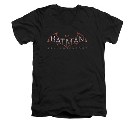 Arkham Knight Shirt Slim Fit V-Neck Logo Black T-Shirt