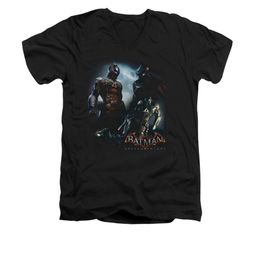 Arkham Knight Shirt Slim Fit V-Neck Two Fighters Black T-Shirt