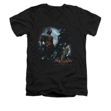 Arkham Knight Shirt Slim Fit V-Neck Two Fighters Black T-Shirt