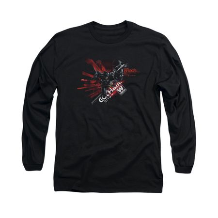 Arkham Knight Shirt W Tech Long Sleeve Black Tee T-Shirt