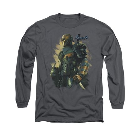 Arkham Origins Shirt Deathstroke Long Sleeve Charcoal Tee T-Shirt
