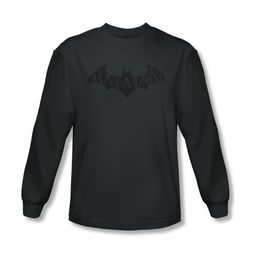 Arkham Origins Shirt Distressed Logo Long Sleeve Charcoal Tee T-Shirt